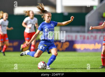 Waregem, Belgien. Oktober 2020. Gent's Jasmien Mathys während eines weiblichen Fußballspiels zwischen Zulte Waregem und den KAA Gent Ladies am vierten Spieltag der Saison 2020 - 2021 der belgischen Scooore Womens Super League, samstag, 10. Oktober 2020 in Waregem, Belgien. FOTO SPORTPIX.BE - David CATRY David Catry - Sportpix.be - SPP Quelle: SPP Sport Press Foto. /Alamy Live Nachrichten Stockfoto