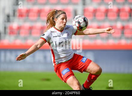 Waregem, Belgien. Oktober 2020. Essevee's Anne-Lore Scherrens während eines weiblichen Fußballspiels zwischen Zulte Waregem und den KAA Gent Ladies am vierten Spieltag der Saison 2020 - 2021 der belgischen Scooore Womens Super League, samstag, 10. Oktober 2020 in Waregem, Belgien. FOTO SPORTPIX.BE - David CATRY David Catry - Sportpix.be - SPP Quelle: SPP Sport Press Foto. /Alamy Live Nachrichten Stockfoto