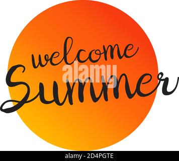 Willkommen Sommer Schriftzug.Grafik-Element der Gestaltung des Plakats, Postkarte, Einladungskarte. Stock Vektor