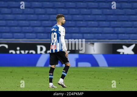 Barcelona, Spanien. Oktober 2020. Alvaro Vadillo von RCD Espanyol während des Liga SmartBank Spiels zwischen RCD Espanyol und gegen AD Alcorcon im RCD Stadion am 10. Oktober 2020 in Barcelona, Spanien. Quelle: Gerard Franco/DAX/ZUMA Wire/Alamy Live News Stockfoto