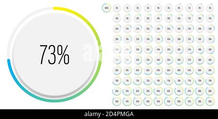 Satz von Kreis Prozentdiagramme Meter von 0 bis 100 gebrauchsfertig für Web-Design, Benutzeroberfläche oder Infografik mit 3D-Konzept - Indikator mit Stock Vektor