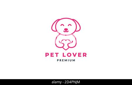 Hund oder Haustier mit Liebe oder Herz niedlichen Cartoon-Logo vektorsymbol Illustration Design Stock Vektor
