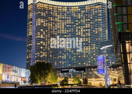 Las Vegas, SEP 25, 2020 - Außenansicht des Aria Resorts Stockfoto