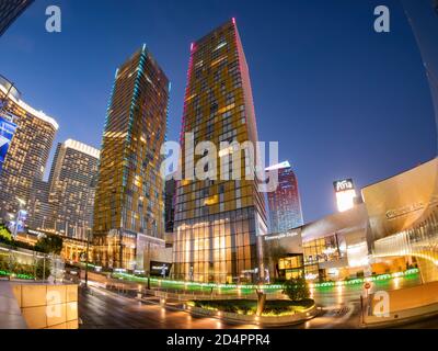 Las Vegas, SEP 25, 2020 - Außenansicht des Aria Resorts Stockfoto