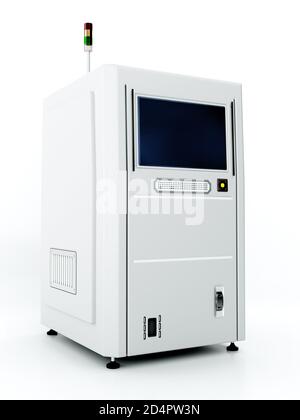 3D-Rendering der industriellen Inspektionsmaschine auf weiß Stockfoto