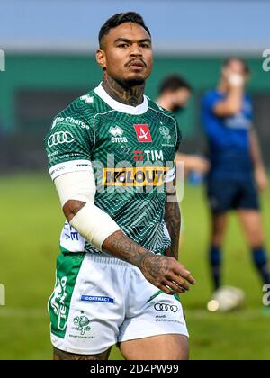 Monigo Stadium, Treviso, Italien, 10 Oct 2020, Monty Ioane (Treviso) während Benetton Treviso vs Leinster Rugby, Rugby Guinness Pro 14 - Credit: LM/Ettore Griffoni/Alamy Live News Stockfoto