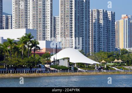 Amphitheater im Sha Tin Park, Hongkong Stockfoto