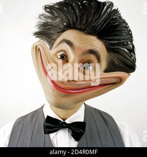 Foto-Cartoon, Grimassen, Mann grinsend, Berlin, Deutschland, Europa Stockfoto