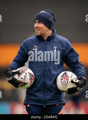 London, Großbritannien. Oktober 2020. Sporn-Trainerinnen beim FAWSL-Spiel zwischen Tottenham Hotspur Women & Manchester United Women am 10. Oktober 2020 im Hive, London, England. Foto von Andy Rowland. Kredit: Prime Media Images/Alamy Live Nachrichten Stockfoto