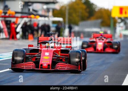 Nurburg, Deutschland. Oktober 2020. 05 VETTEL Sebastian (ger), Scuderia Ferrari SF1000, Aktion während der Formel 1 Aramco Grosser Preis der Eifel 2020, Eifel Grand Prix, vom 9. Bis 11. Oktober 2020 auf dem N.rburgring, in N.rburg, Deutschland - Foto Xavi Bonilla / DPPI Kredit: LM/DPPI/Xavi Bonilla/Alamy Live News Stockfoto