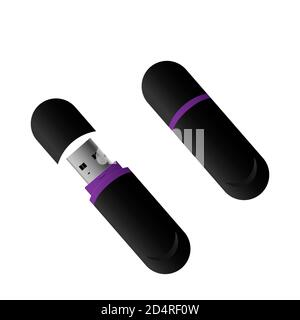 USB-Flash-Laufwerk in schwarzer Farbe. Stock Vektor Illustration. Stock Vektor