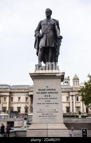 Statue des Generalmajors Sir Henry Havelock am Trafalgar Square Stockfoto