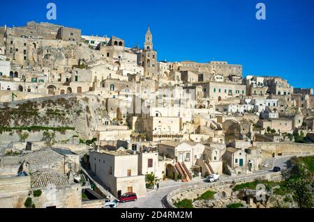 Matera von Osten aus gesehen Stockfoto