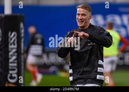 Limerick, Irland. Oktober 2020. Mike Haley von Münster während des Guinness PRO14 Rugby-Spiels zwischen Munster Rugby und Edinburgh Rugby im Thomond Park in Limerick, Irland am 10. Oktober 2020 (Foto von Andrew SURMA/SIPA USA) Kredit: SIPA USA/Alamy Live News Stockfoto