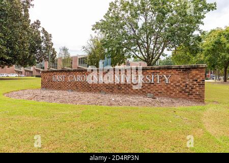 Greenville, NC / USA - 24. September 2020: East Carolina University Zeichen Stockfoto