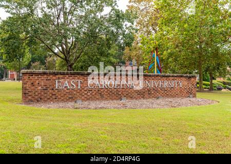 Greenville, NC / USA - 24. September 2020: East Carolina University Zeichen Stockfoto