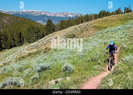Mountainbiken auf dem langen Colorado Trail in der Nähe des Kokomo Pass, Colorado Stockfoto
