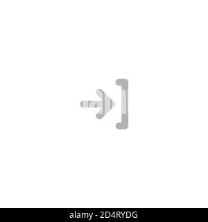 Symbol für Eingabe oder Anmeldung. Isoliert auf weiß. Grauer rechts gerundeter Pfeil mit Klammer. Anmeldesymbol. Profil, Benutzeranmeldung. Pfeil im Feld. Eingang, Zugang, U-m Stock Vektor