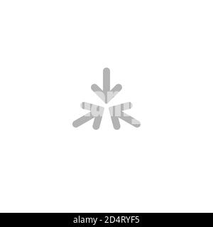 Drei graue Pfeile zeigen von der Mitte im Kreis. Erweitern, Cursorsymbol für Druckbogen. Symbol für Ausfahrtsrichtungen. Vektorgrafik. Isoliert auf Weiß. Stock Vektor