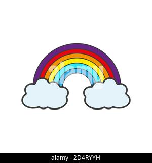 Farbe Rainbow mit Wolken, mit Verlaufsgitter, Vector Illustration Stock Vektor