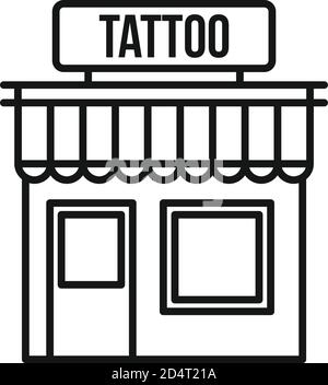 Tattoo Studio Gebäude Ikone. Outline Tattoo Studio Gebäude Vektor-Symbol für Web-Design isoliert auf weißem Hintergrund Stock Vektor