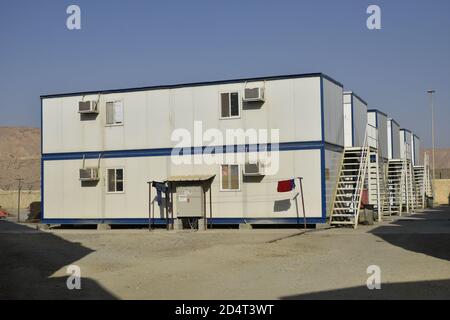 Tragbare Haus- und BürokabinenArbeitslagerschränke kleine temporäre Häuser : Muscat, Oman Stockfoto