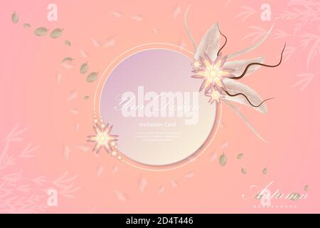 Banner-Vorlage oder Einladungskarte mit Herbsthintergrund. Stock Vektor