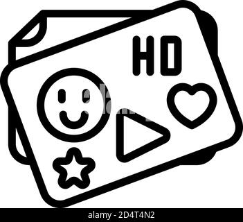 HD-Stream-Symbol für Kinder, Umrissstil Stock Vektor