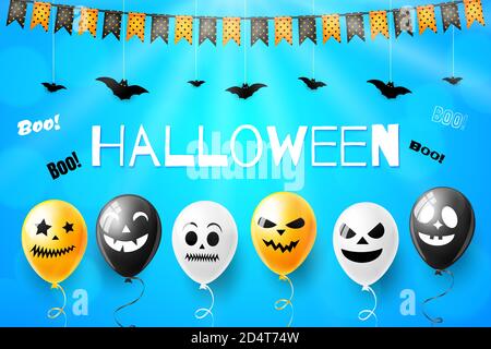 Happy Halloween Vektor Illustration mit gruseligen Luftballons für Banner Oder Poster Stock Vektor