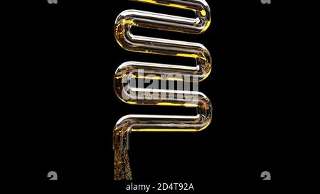 Realistischer Alkohol Gießen Bierglasrohr auf schwarz 3d-Rendering Stockfoto