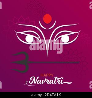 Happy Navratri Gruß Wunsch Karte, Durga maa schönes Poster, Vektor-Illustration Stock Vektor