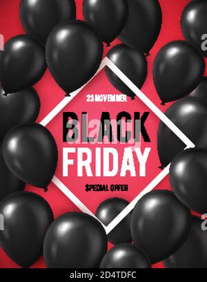 Banner für Schwarzer Freitag Verkauf mit handdrawn Schriftzug. Plakat Vorlage. Vector Illustration. Stock Vektor