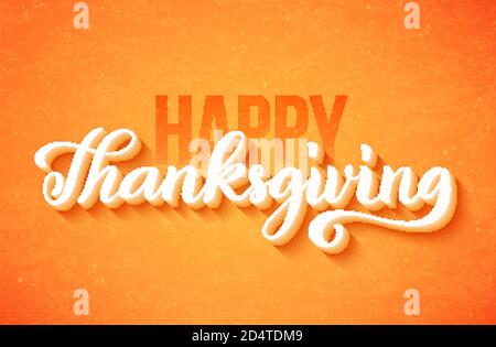 Happy Thanksgiving Day Poster mit handgezeichneten Schriftzügen. Vektorgrafik. Stock Vektor