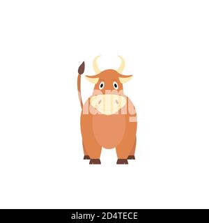 Cute Cartoon Stier mit einem Lächeln. Vektordarstellung eines Tieres isoliert auf weißem Hintergrund. Stier Stock Vektor