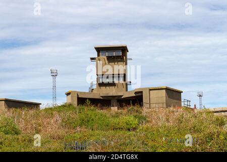 Die Türme von Landguard Fort, Felixstowe, Suffolk, Großbritannien. Die Festung wurde entworfen, um den Eingang zum Hafen von Harwich zu bewachen. Stockfoto