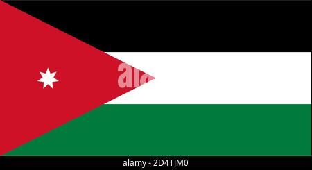 Flagge Jordaniens. Offizielle Farben. Korrektes Verhältnis. Vektorgrafik Stock Vektor