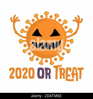 2020 oder Treat (Trick or Treat). - STOP Coronavirus (2019-ncov) Lustiges Awareness Lettering Poster Covid-19. Ausbruch des Coronavirus. Neuartiges Coronavirus. 202 Stock Vektor