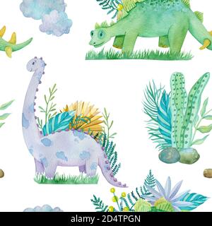 Dino endlose Hintergrund. Niedliches Muster für Kinder Textil. Stockfoto