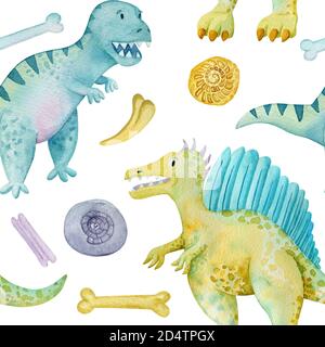 Dino endlose Hintergrund. Niedliches Muster für Kinder Textil. Stockfoto