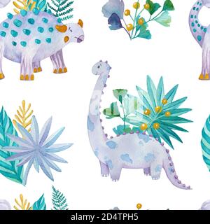 Dino endlose Hintergrund. Niedliches Muster für Kinder Textil. Stockfoto