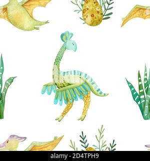 Dino endlose Hintergrund. Niedliches Muster für Kinder Textil. Stockfoto