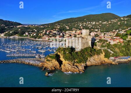 Luftaufnahme von Lerici, Provinz La Spezia, Ligurien / Italien Stockfoto