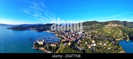Luftaufnahme von Lerici, Provinz La Spezia, Ligurien / Italien Stockfoto