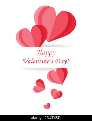Valentinskarte mit Papierherz. Vektor. Stock Vektor