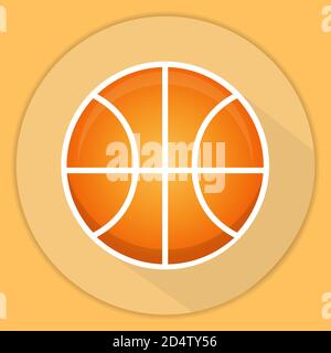 Sportgeräte-Ikone mit Basketball. Cartoon-Aufkleber. Stock Vektor