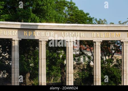 WIEN - 5. MAI: Das sowjetische Kriegsdenkmal in Wien, Österreich am 5. Mai 2018 Stockfoto