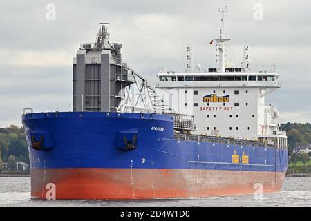 Selbstentladung Bulk Carrier Starnes' Jungfernanruf im Hafen von Kiel Stockfoto