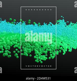 Viele Kugeln unterschiedlicher Größe im leeren Raum. Abstrakter Hintergrund. 3d-Vektordarstellung. Stock Vektor