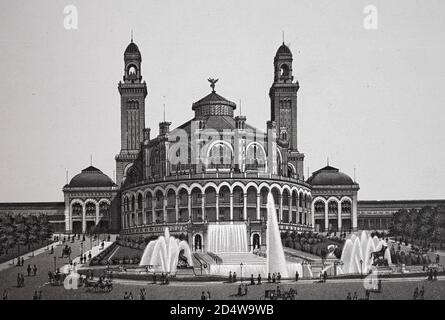 Paris, Palais du Trocadero, Vorgängerbau des Palais de Chaillot, Frankreich, historische Kupferstich von 1860 Stockfoto