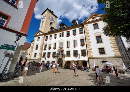 Uhrturm des alten Rathauses von Regensburg, Bayern, Deutschland Stockfoto